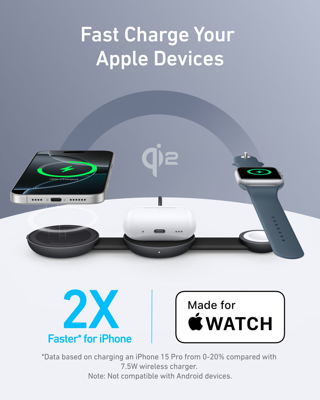 Anker MagGo Wireless Charging Station (3-in-1, Foldable Pad), view 3