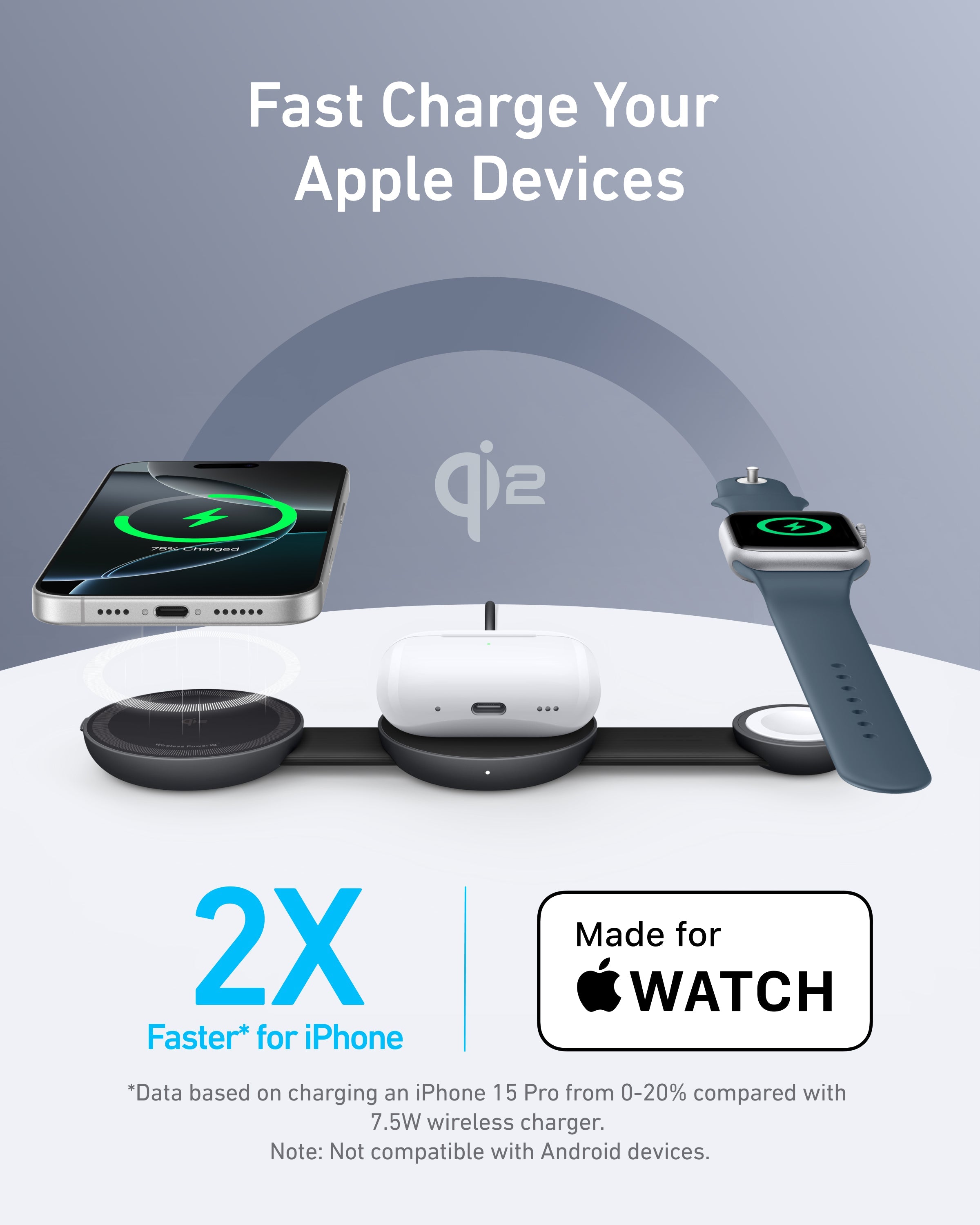 Anker MagGo Wireless Charging Station (3-in-1, Foldable Pad), view 3