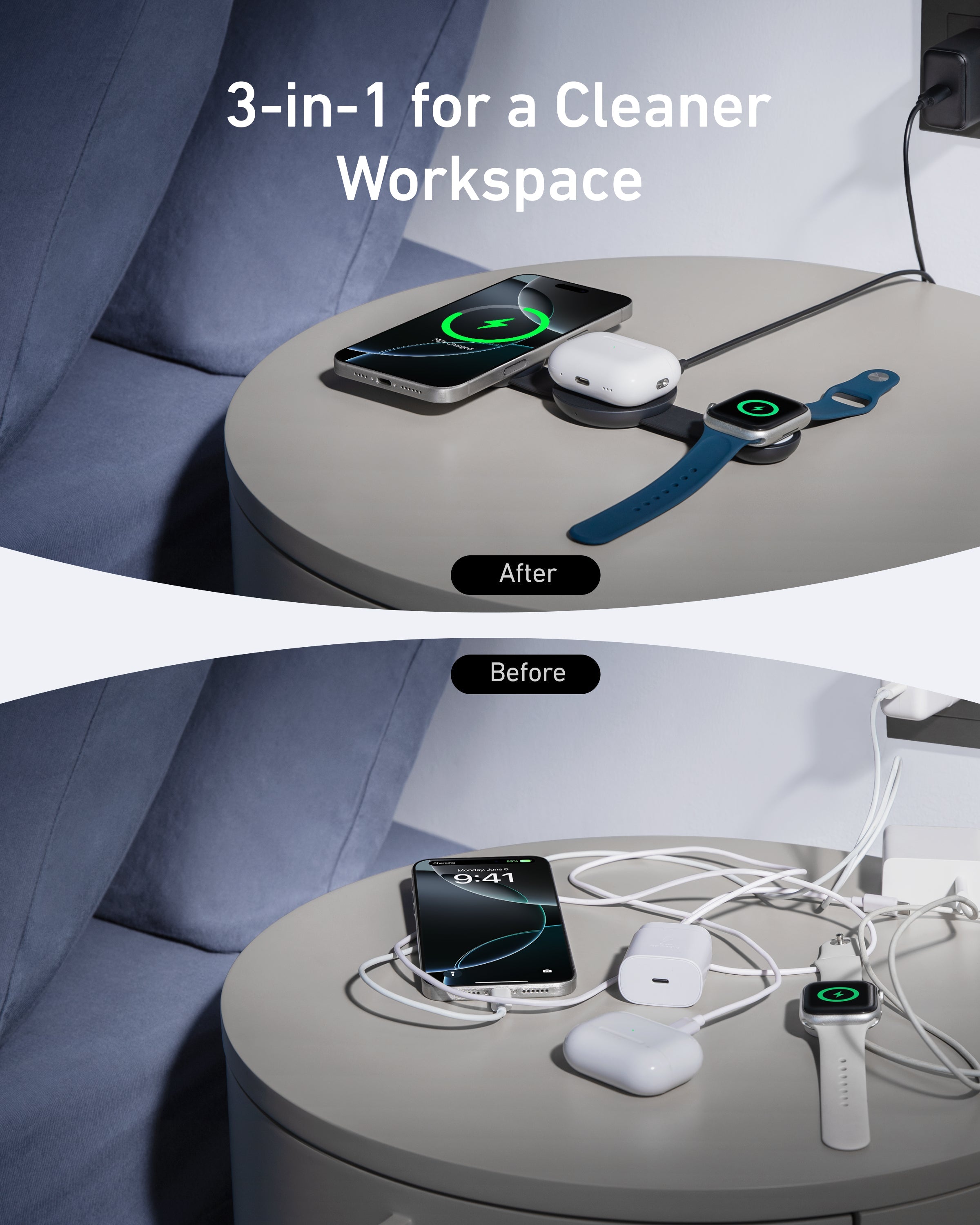 Anker MagGo Wireless Charging Station (3-in-1, Foldable Pad), view 5