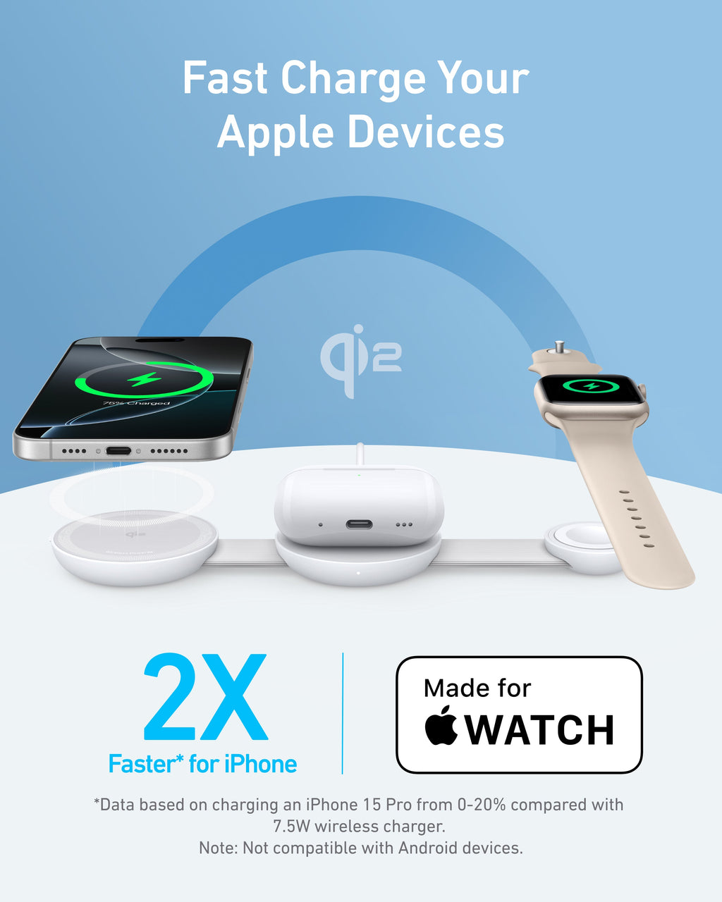 Anker MagGo Wireless Charging Station (3-in-1, Foldable Pad), view 11