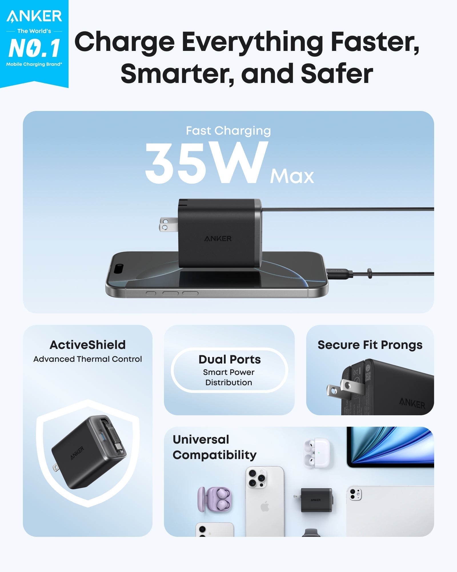 Anker Nano Charger (35W, Built-In Retractable USB-C Cable), view 8
