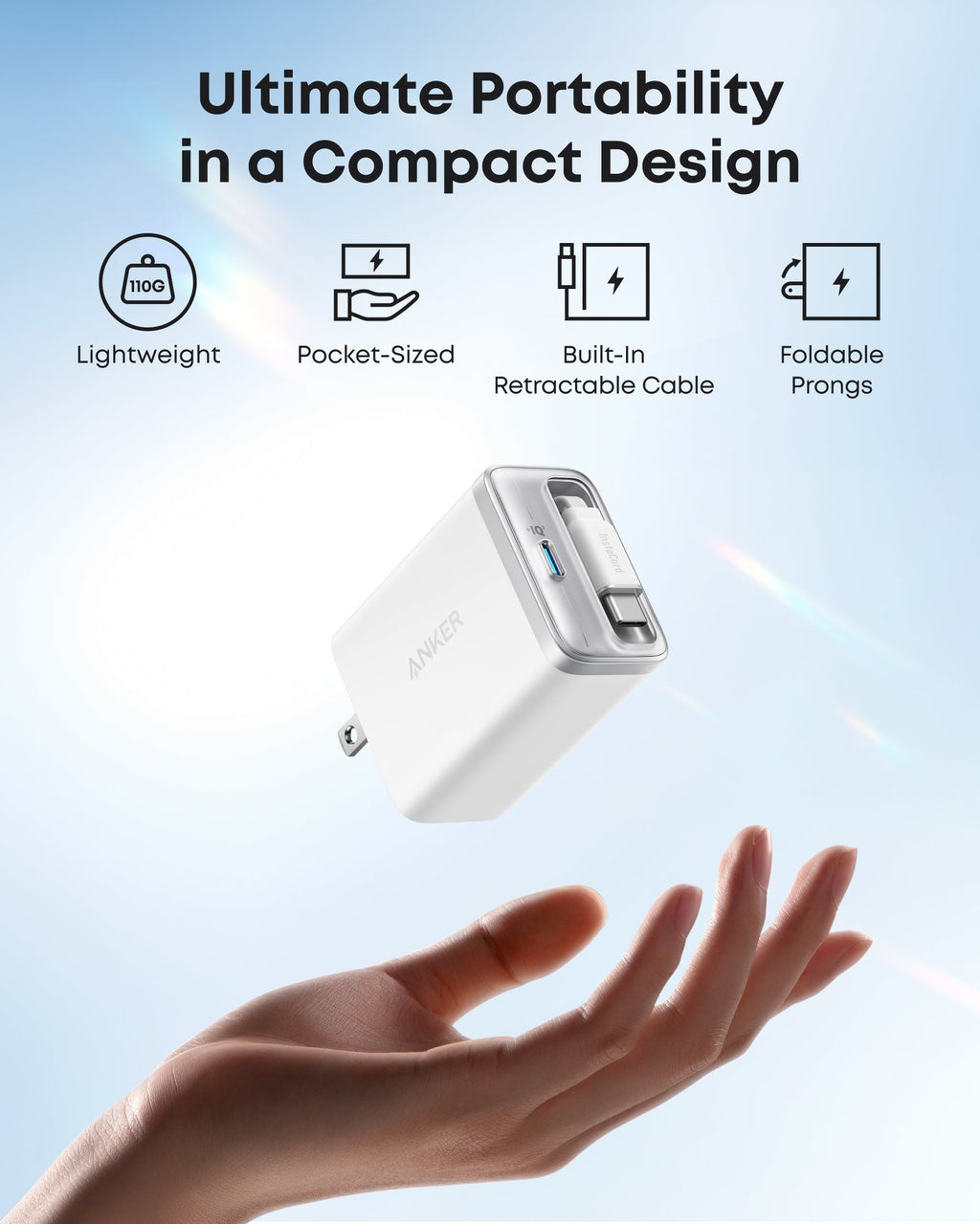 Anker Nano Charger (35W, Built-In Retractable USB-C Cable), view 3