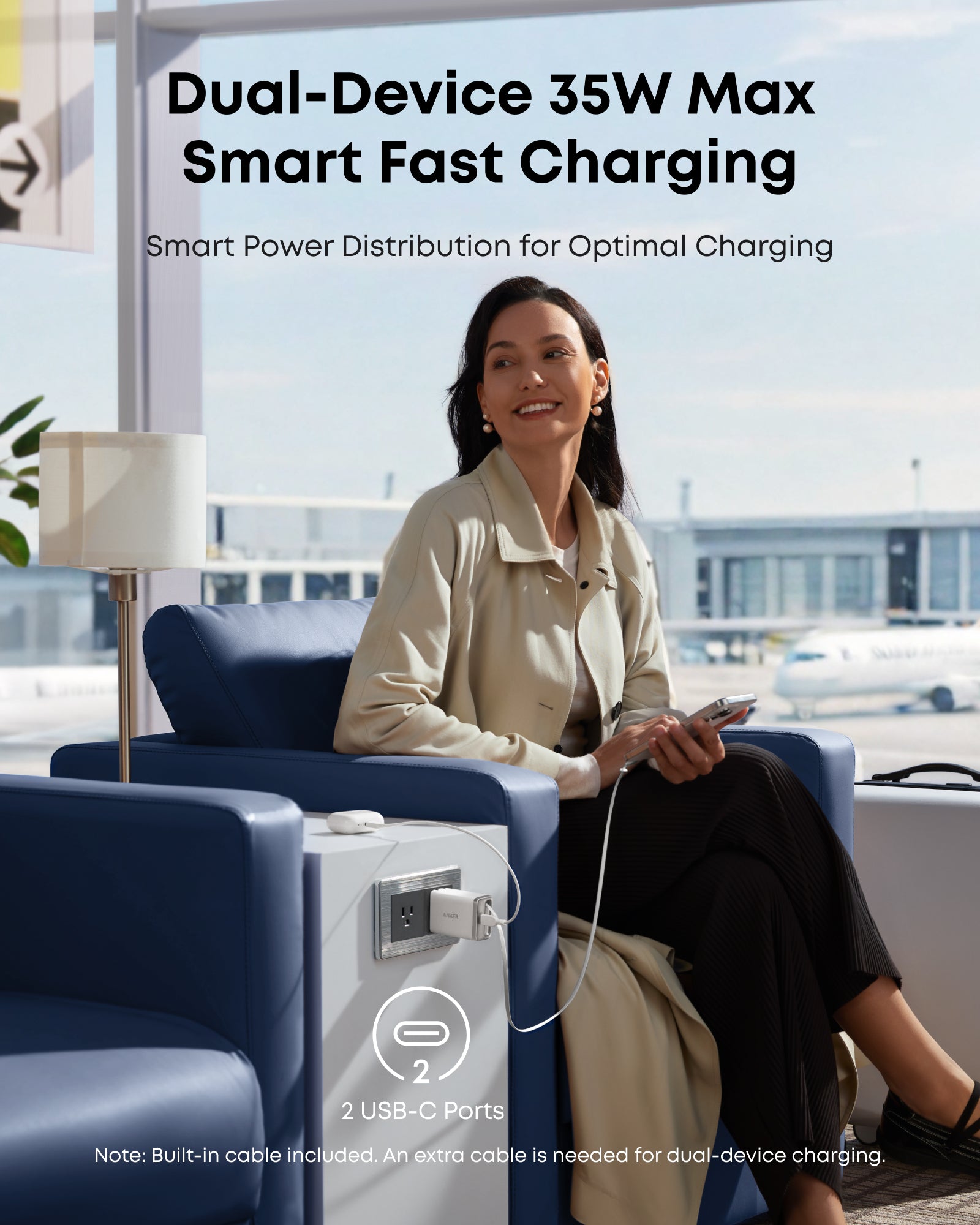 Anker Nano Charger (35W, Built-In Retractable USB-C Cable), view 4