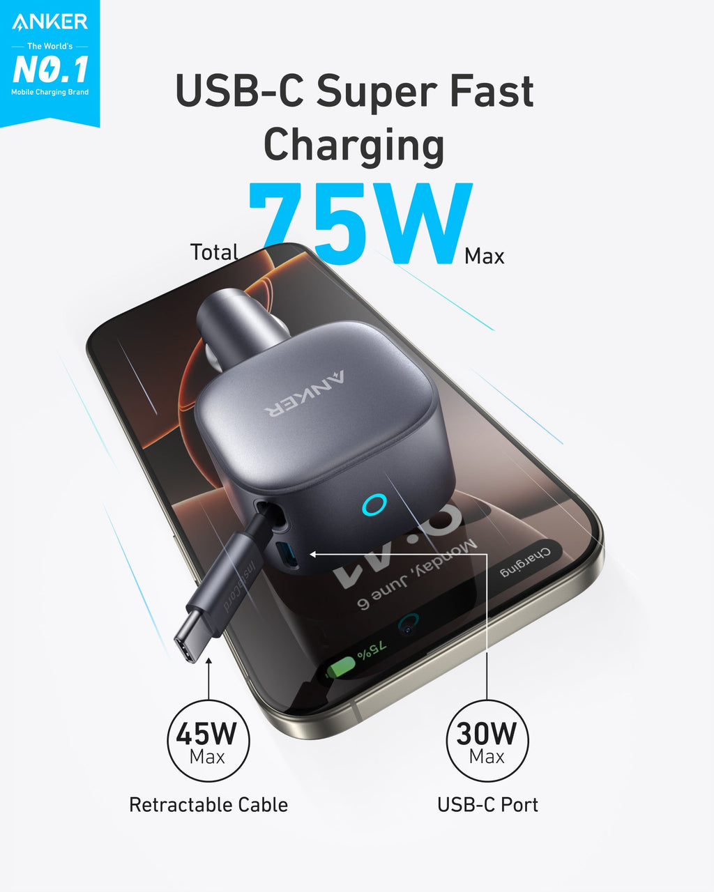 Anker Nano 75W Car Charger, view 2