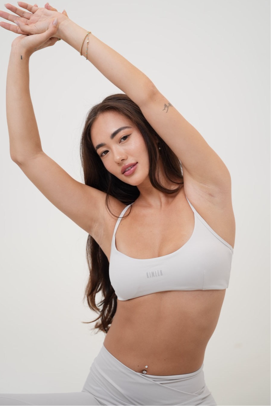 KIMITH BRAND My Time Is Divine Lime White Cross-Back Butter Soft Bra — main product shot
