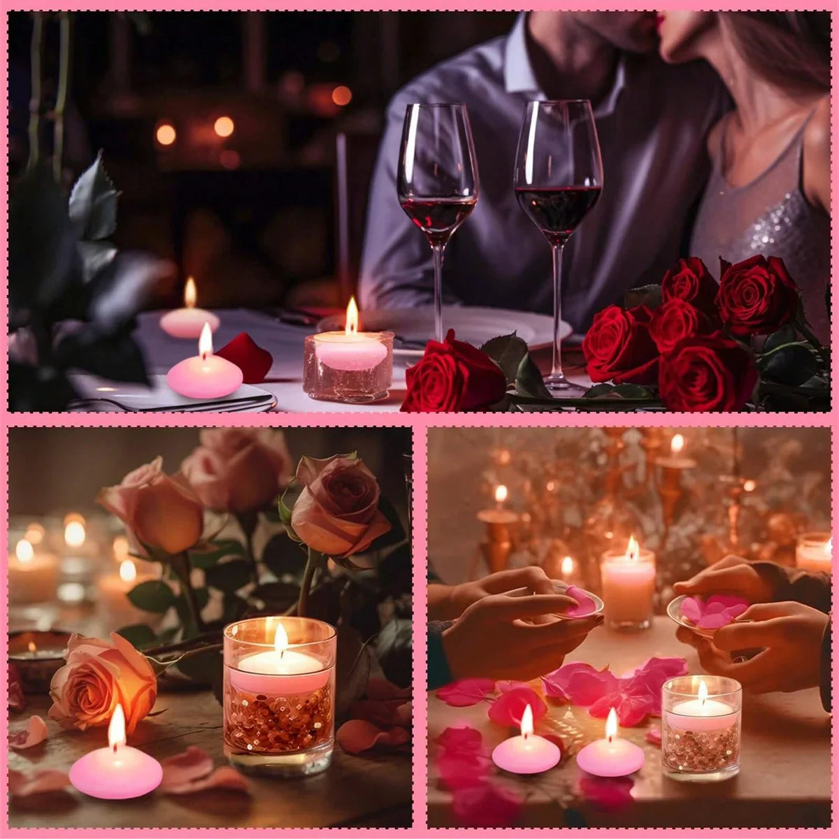 Perfecsy Mini Floating Candles Romantic Valentine'S Day Birthday Party Decoration Ideal for Weddings Festive Occasions Home F