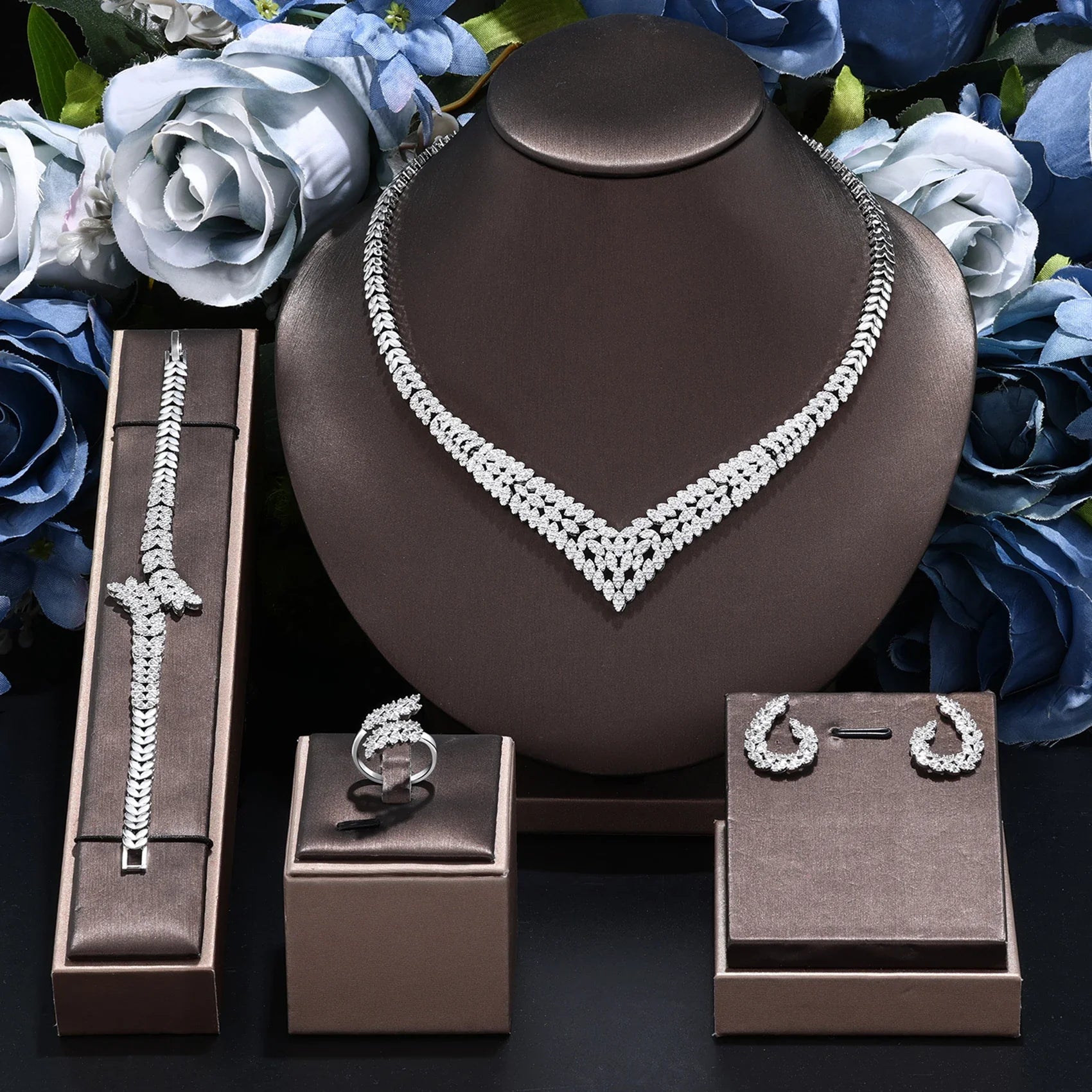 Envy NYC Envy NYC Breathtaking CZ Bridal Jewelry Set — detail shot 8