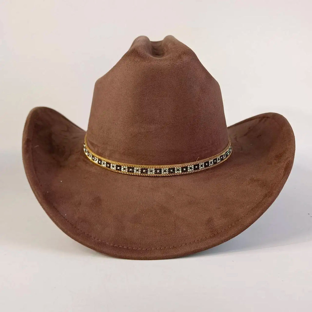 western Premium suede cowboy hat stylish men's and women's fedora Suede Panama hat perfect for outdoor festive activitieswestern