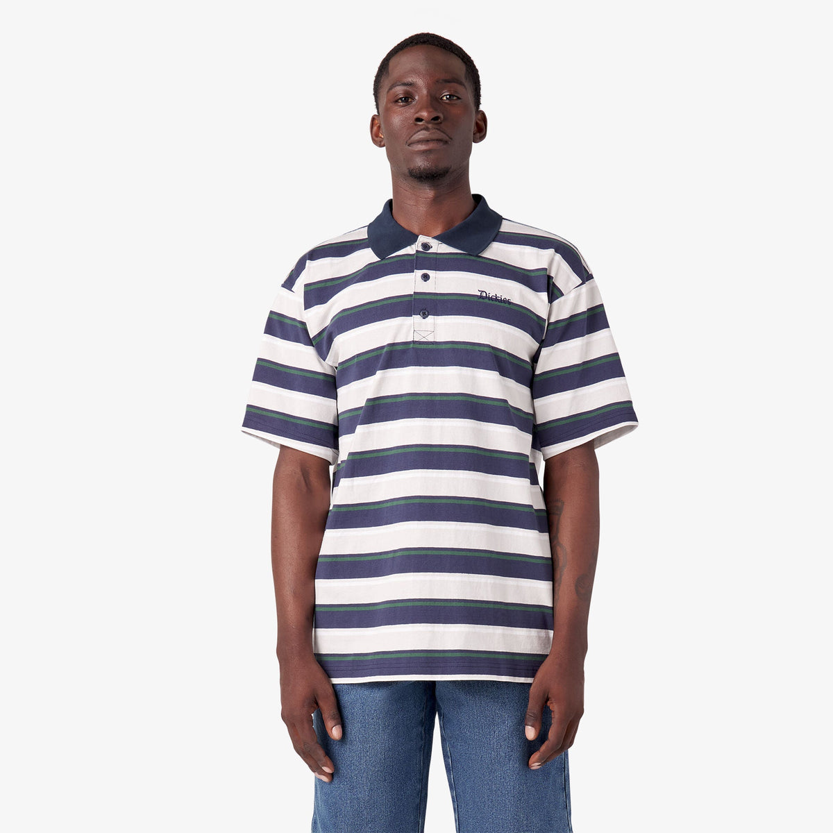 Dickies Skateboarding Guy Mariano Short Sleeve Polo Shirt - Guy Mariano Stripe by Skates USA