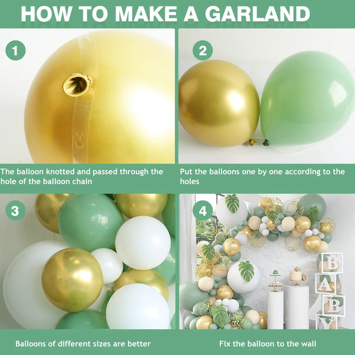 Perfecsy Sage Green Balloon Garland Arch Kit Wedding Birthday Party Decoration Kids Adult Wedding Balloons Baby Shower Decor 