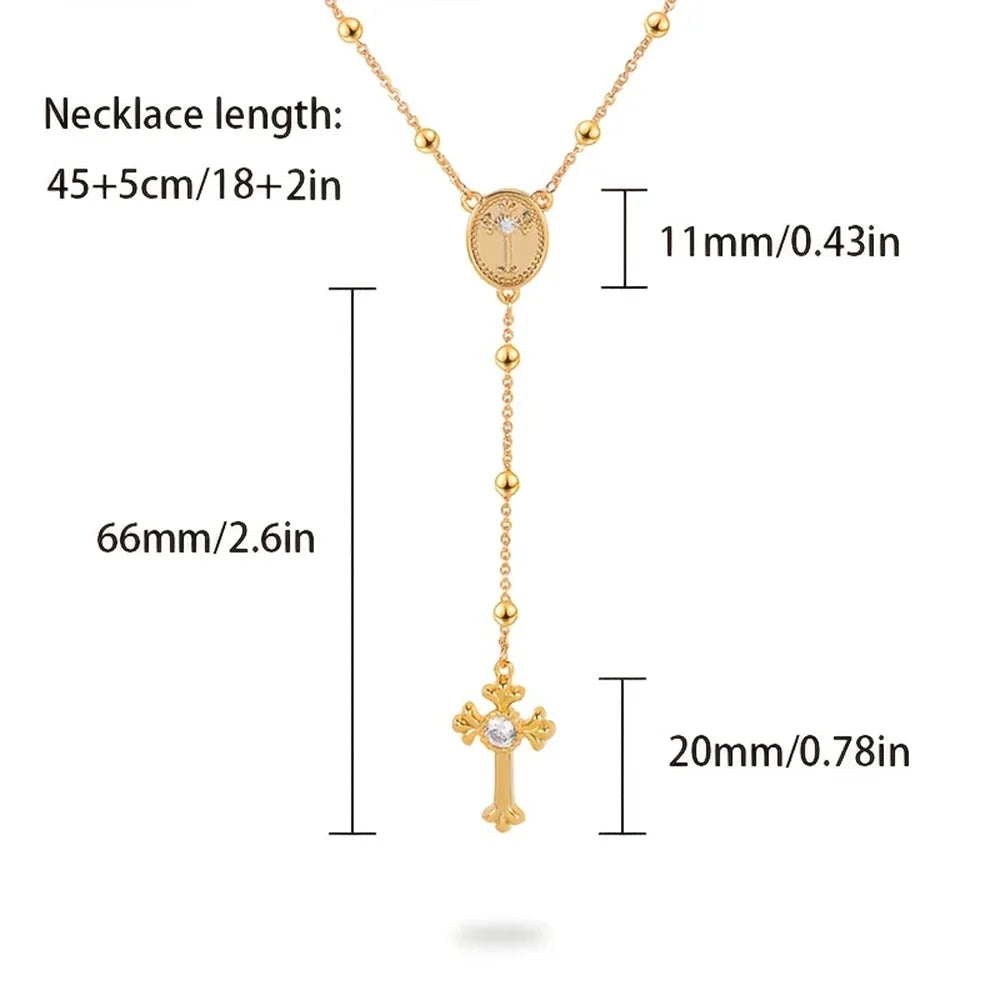 MyClosetAid Italian 925 Sterling Silver or 18K Gold Plated Rosary Bead Cross Necklace Chain for Women men — lifestyle context