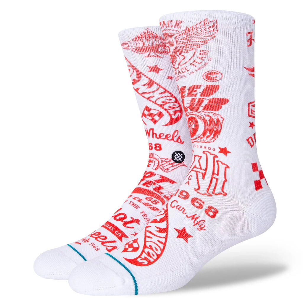 Stance Hot Wheels Crew Socks - White by Skates USA