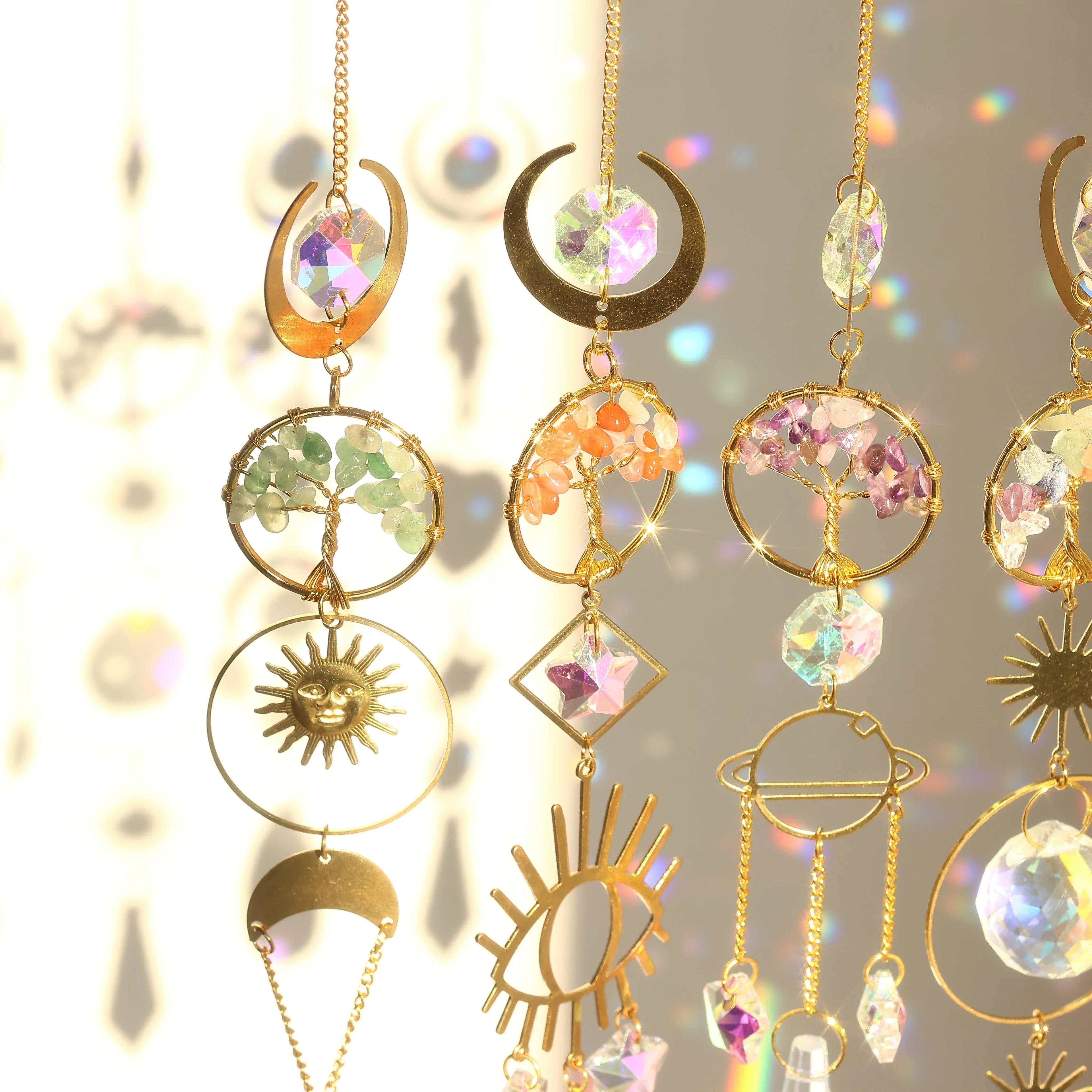 Perfecsy Tree of Life Crystal Pendant Sun Catcher Indoor and Outdoor Rainbow Home Garden Window Christmas Tree Wedding Decora