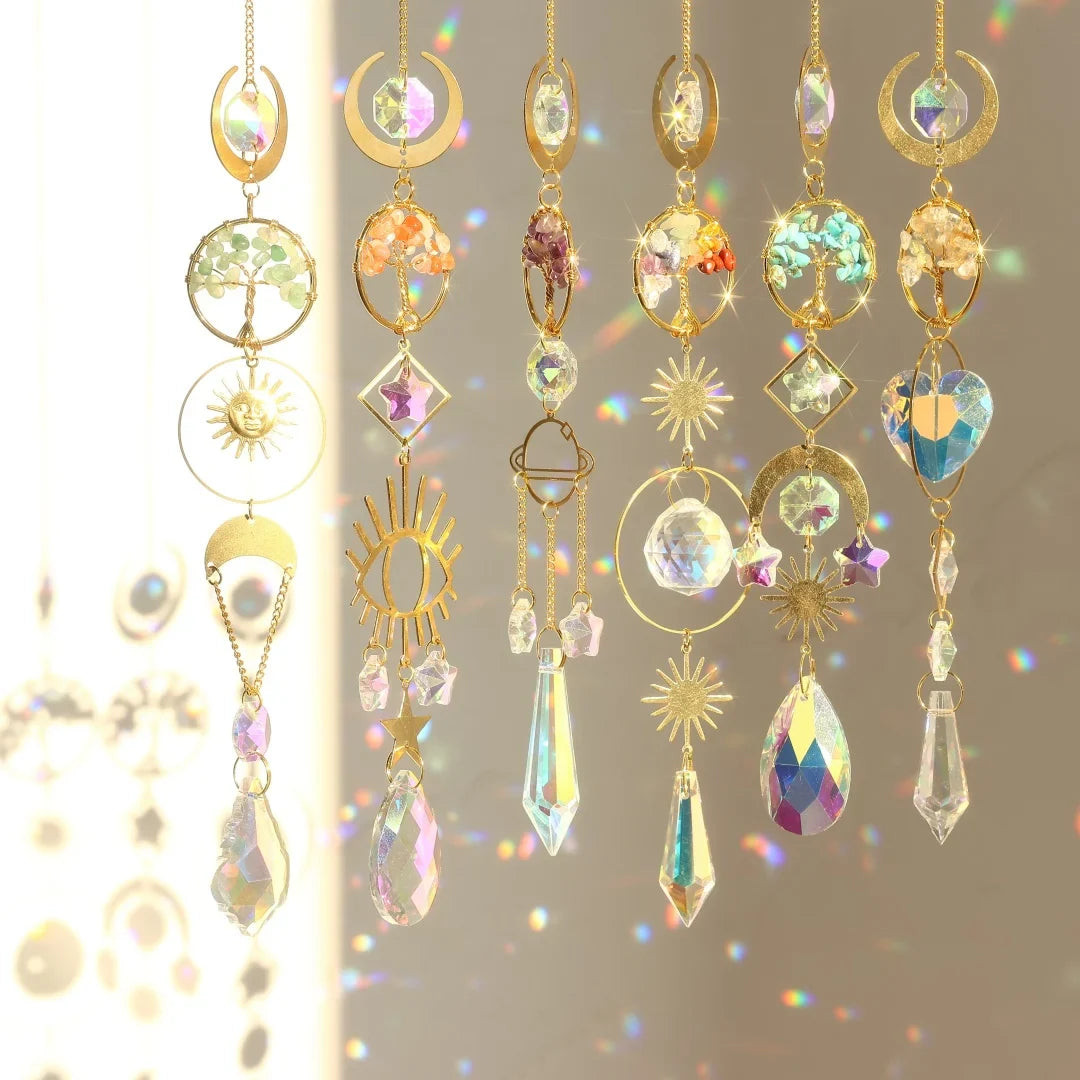 Perfecsy Tree of Life Crystal Pendant Sun Catcher Indoor and Outdoor Rainbow Home Garden Window Christmas Tree Wedding Decora