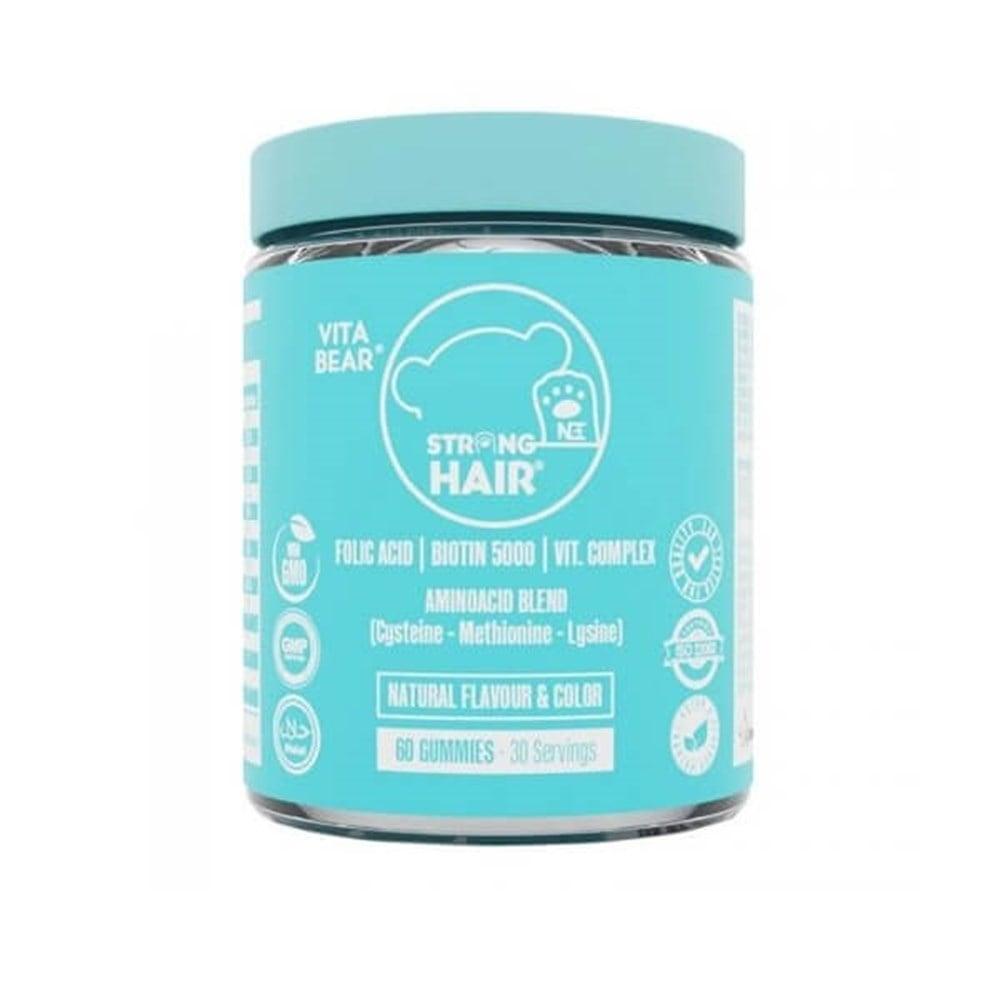 Vita Bear Strong Hair Gummies - Natural Hair Health Supplement for Men & Women, 60 Count