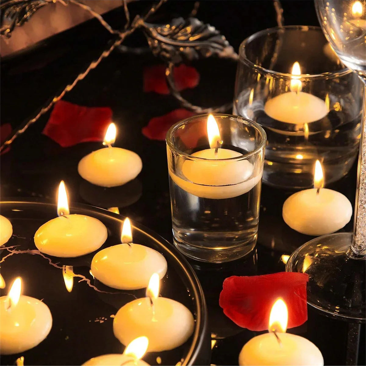 Perfecsy Mini Floating Candles Romantic Valentine'S Day Birthday Party Decoration Ideal for Weddings Festive Occasions Home F