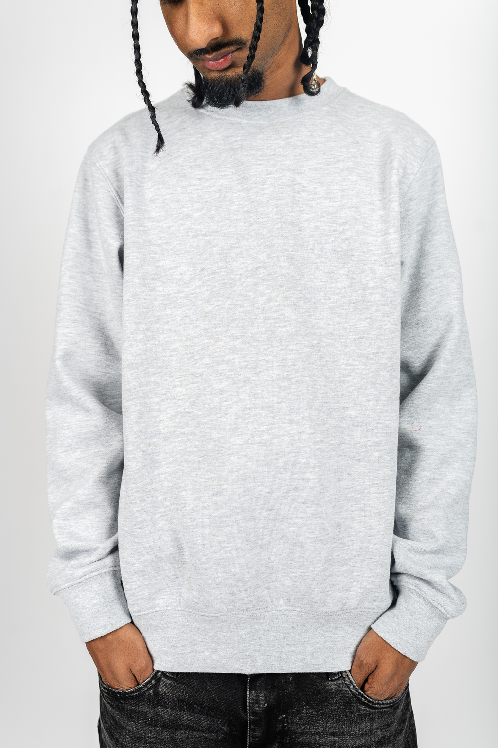 Superline Fleece Crewneck — Superline branding close-up