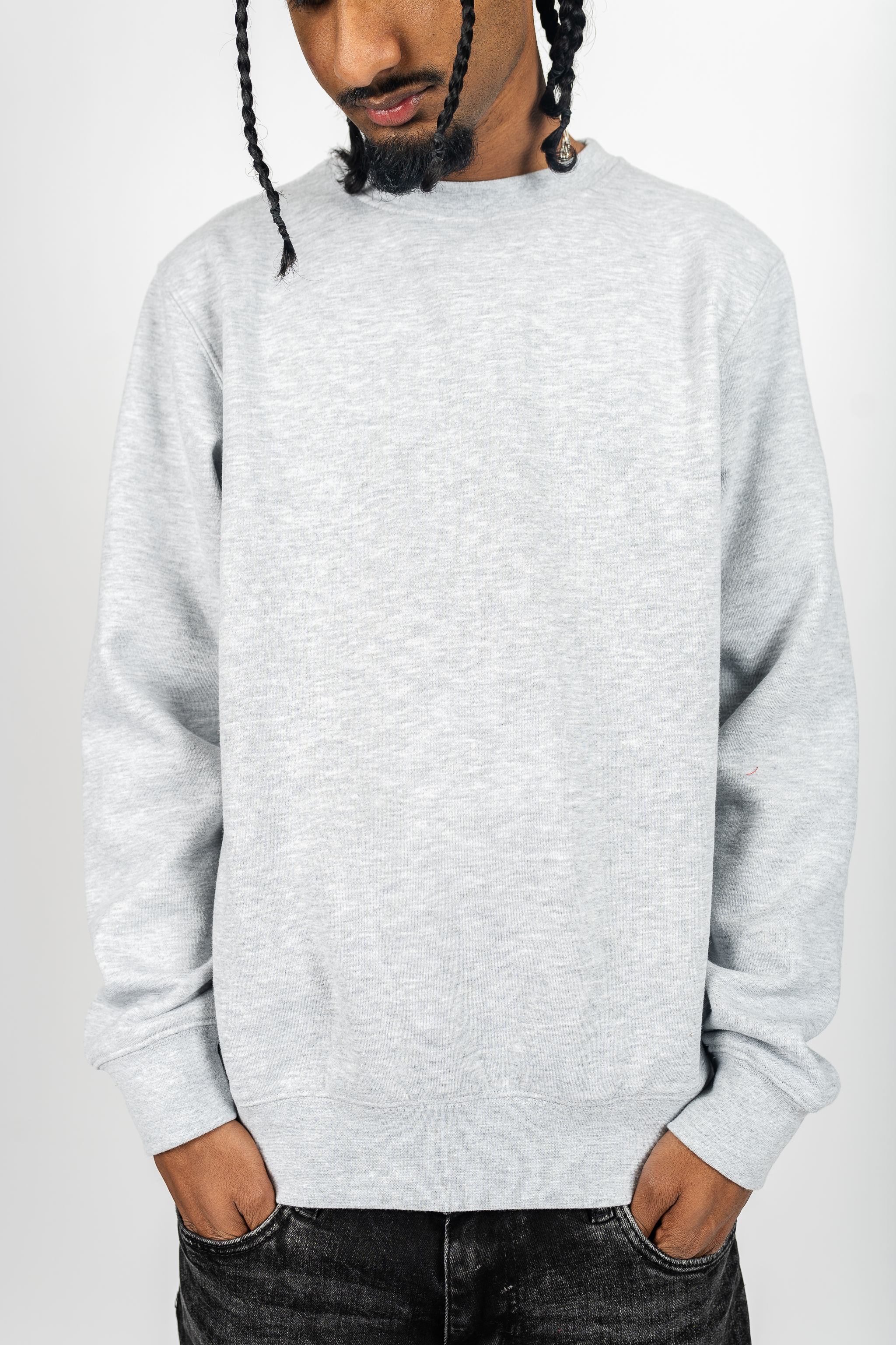 Superline Fleece Crewneck — Superline branding close-up