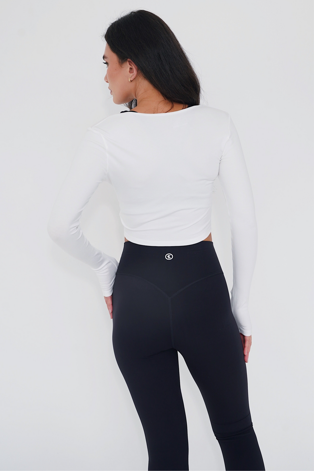 KIMITH BRAND I Release Doubt Buttery Soft White Long Sleeve Crop Top — alternative angle