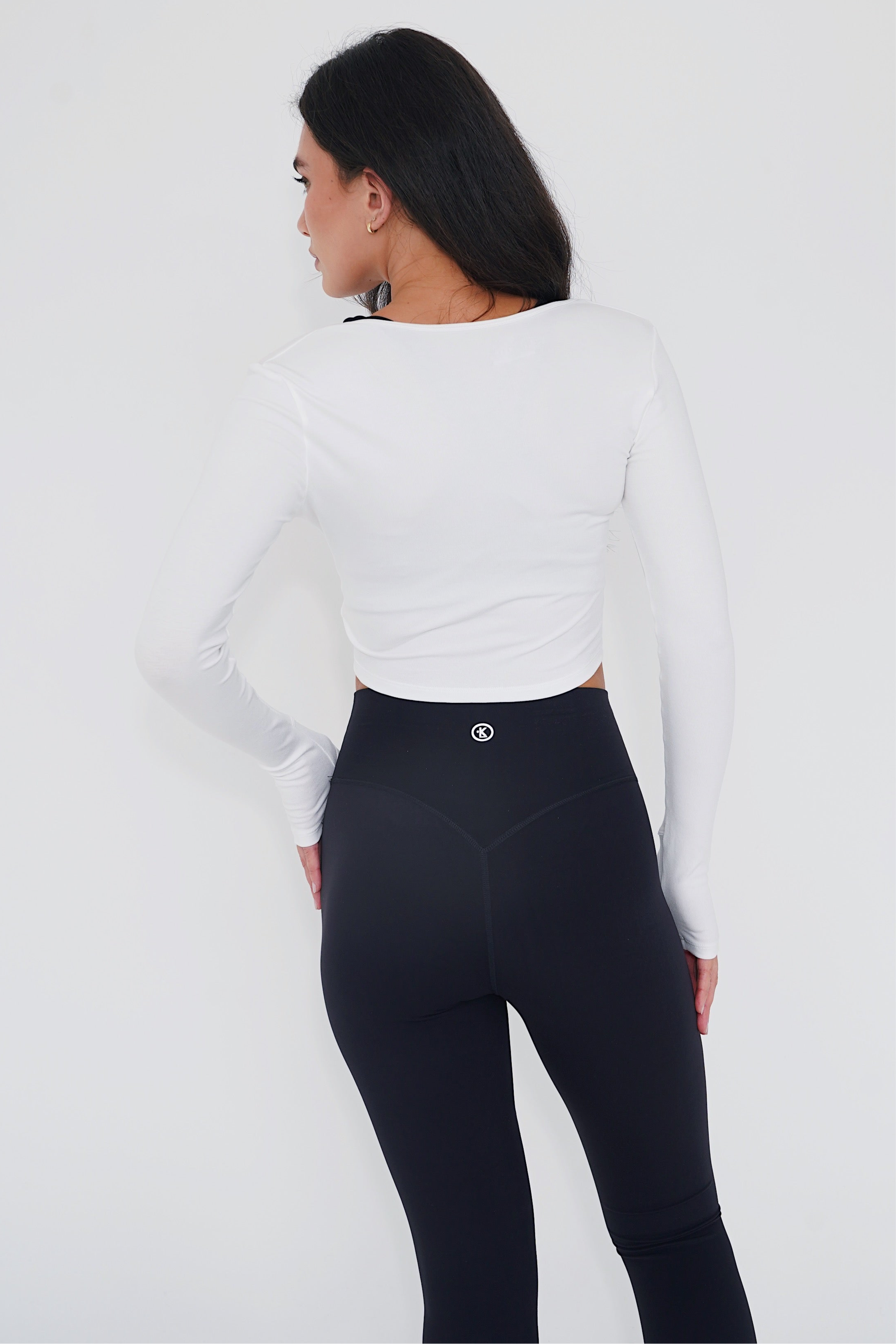 KIMITH BRAND I Release Doubt Buttery Soft White Long Sleeve Crop Top — alternative angle