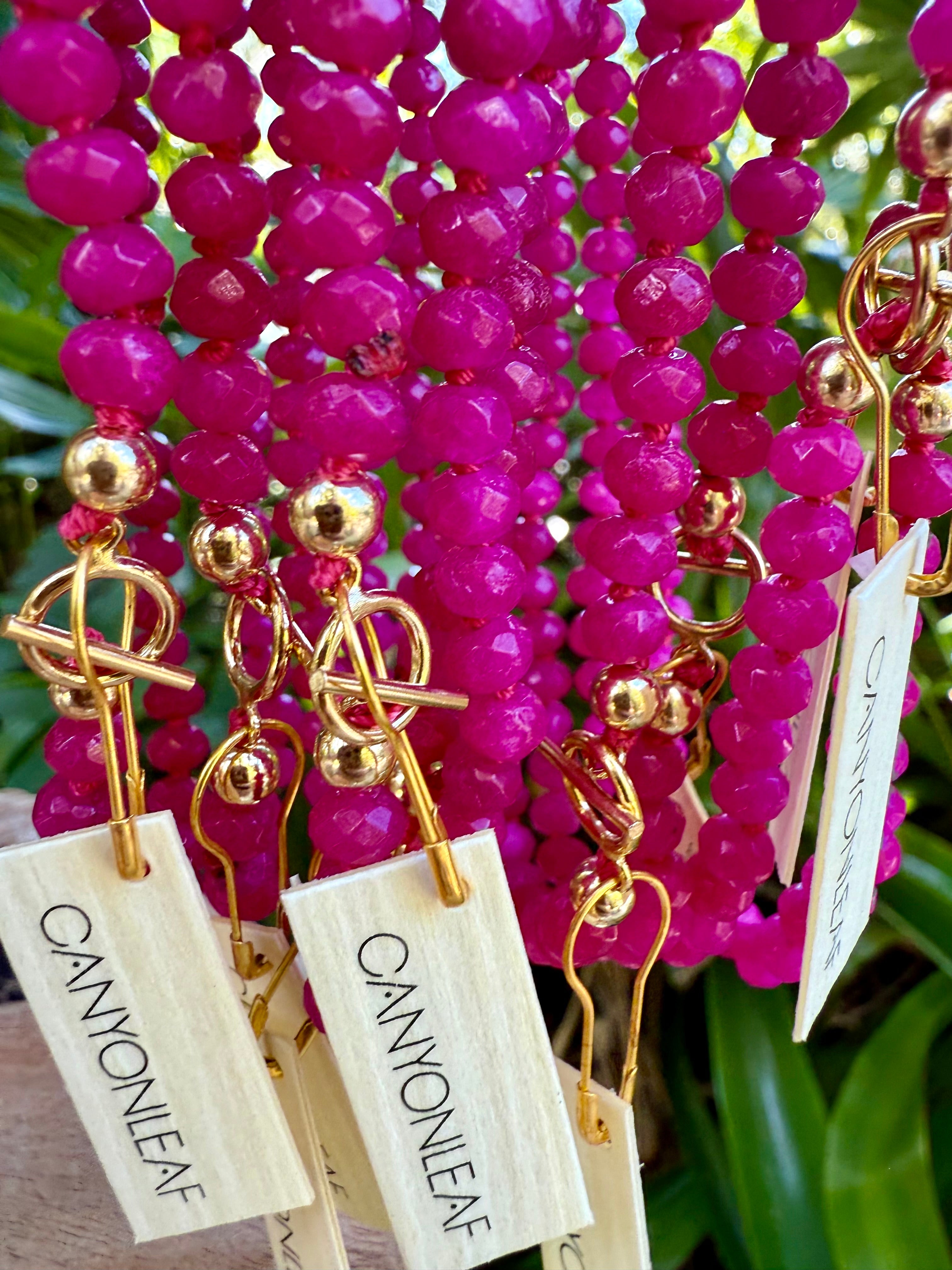 CanyonLeaf Pink Jade + 14k Gold Filled Toggle || Gemstone Necklace — detail shot 8