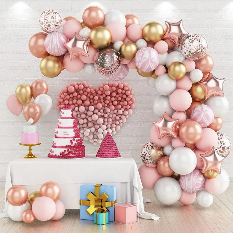 Perfecsy Pink Gold Balloon Garland Arch Kit Birthday Party Decor Kids Girl Wedding Birthday Party Baloon Supplies Baby Shower