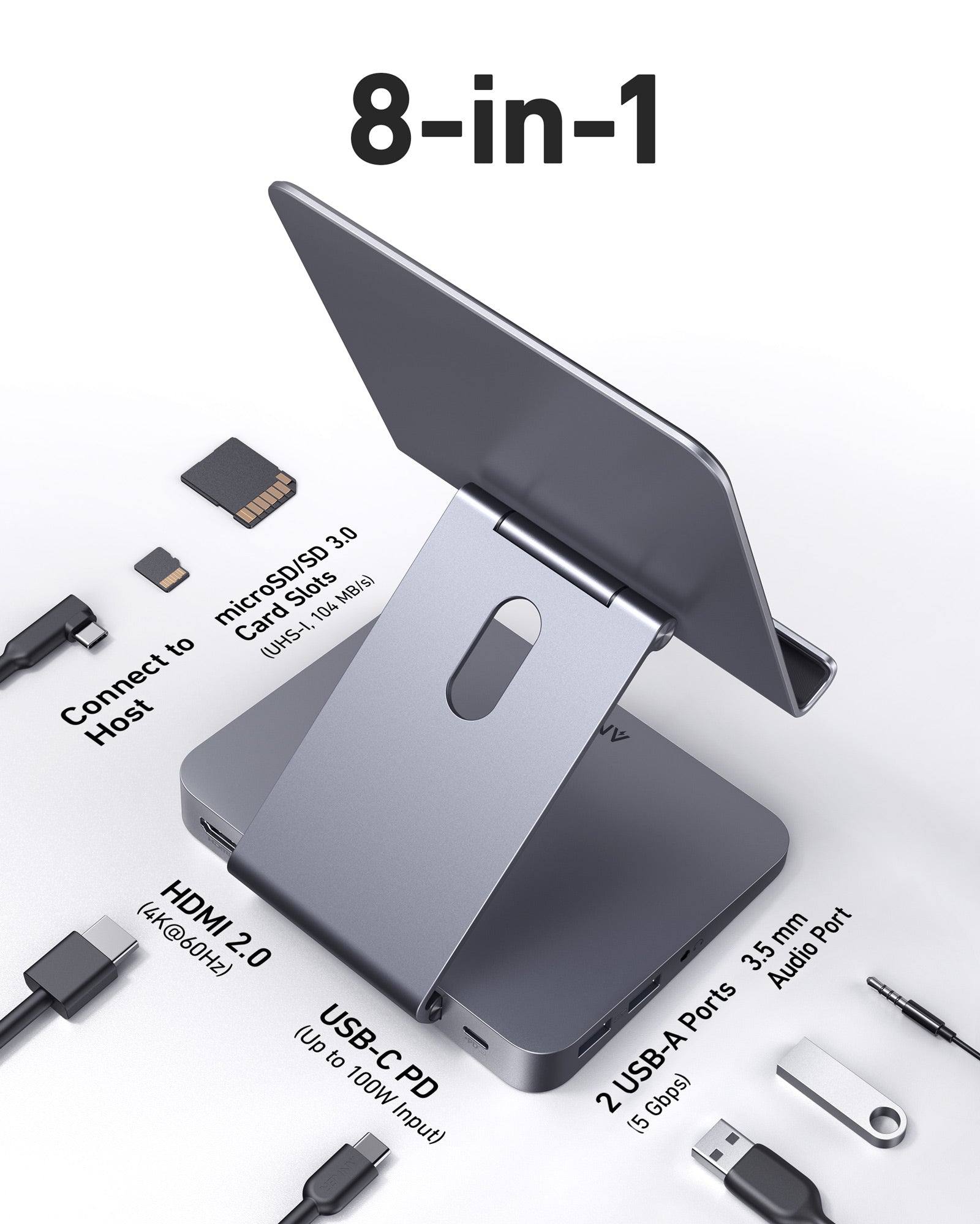 Anker <b>551</b> USB-C Hub (8-in-1, Tablet Stand), view 3