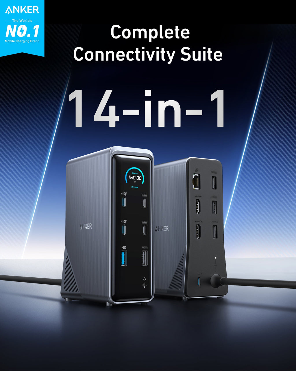 Anker Prime Charging Docking Station (14-in-1, Dual Display, 160W), view 2
