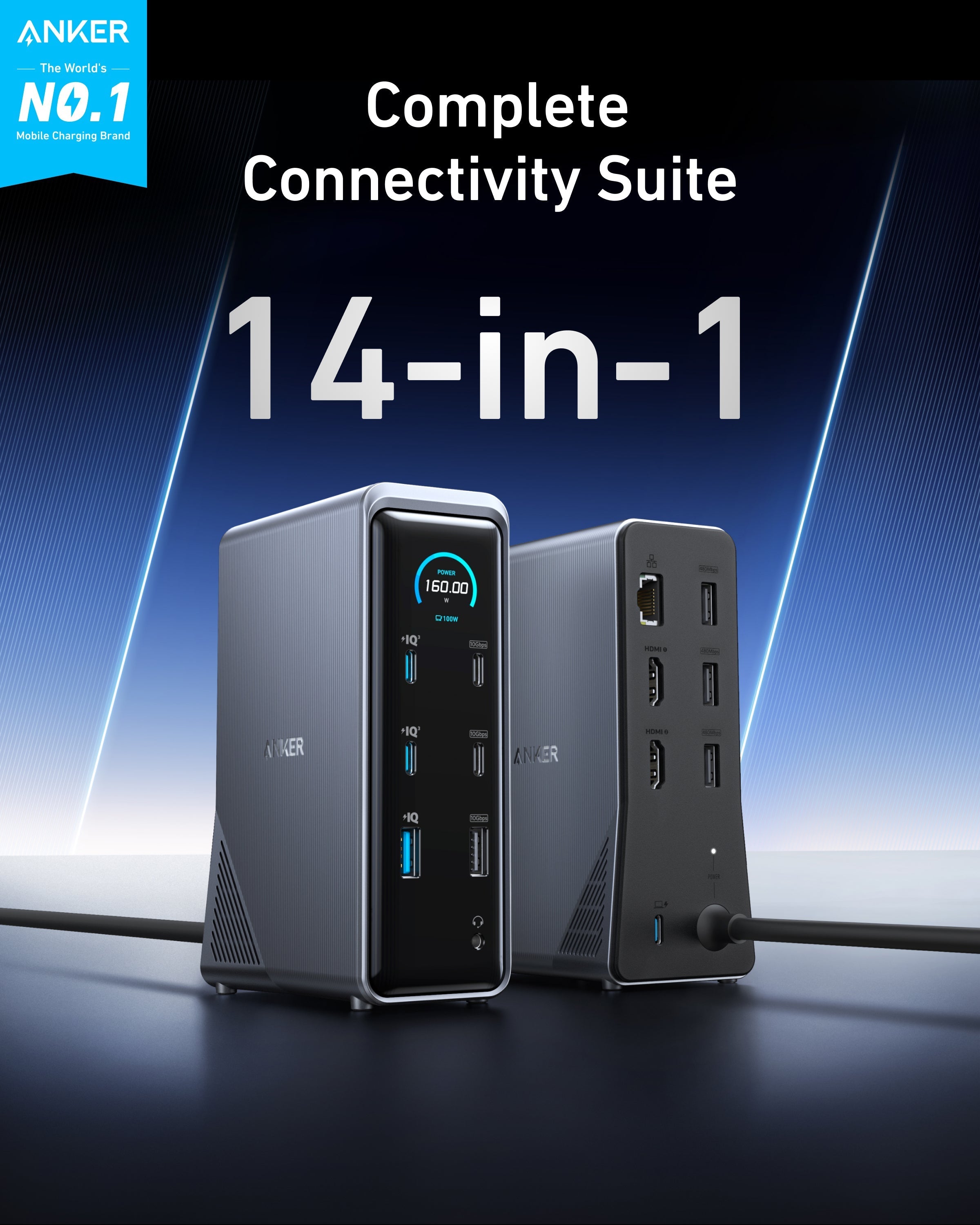 Anker Prime Charging Docking Station (14-in-1, Dual Display, 160W), view 2
