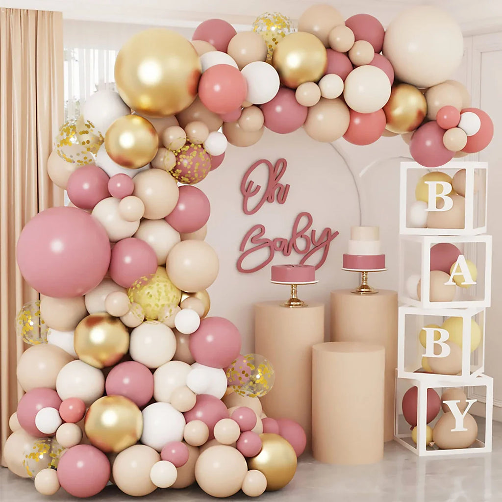 Perfecsy Tender Pink Gold Balloon Garland Arch Kit Wedding Birthday Party Decoration Adult Kids Baby Shower Decor Ballon Wedd
