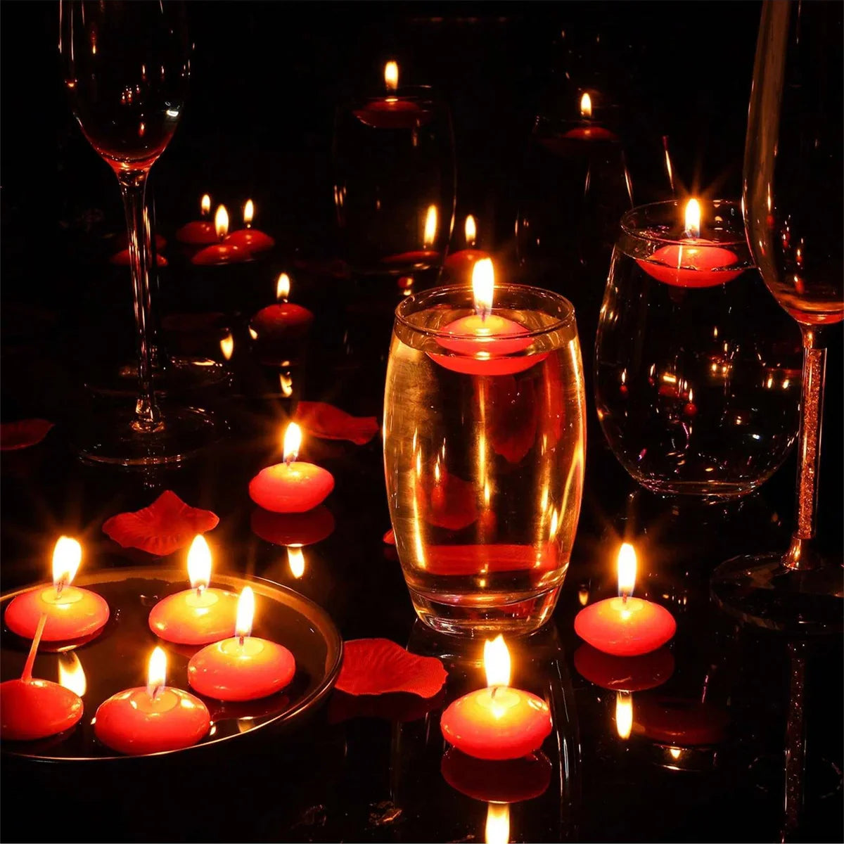 Perfecsy Mini Floating Candles Romantic Valentine'S Day Birthday Party Decoration Ideal for Weddings Festive Occasions Home F