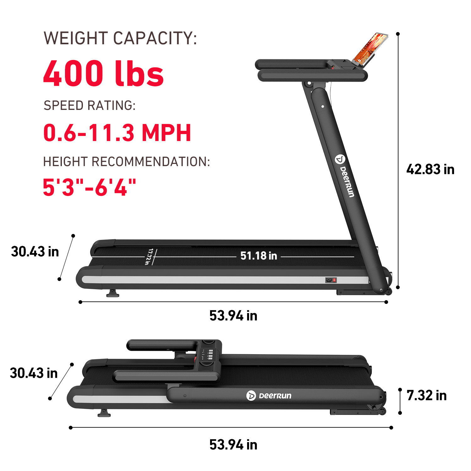 DeerRun X20 Incline Home Treadmill with 15% Auto Incline & Full Running Deck | 400 lbs, 11.3 mph – DeerRun®, view 24
