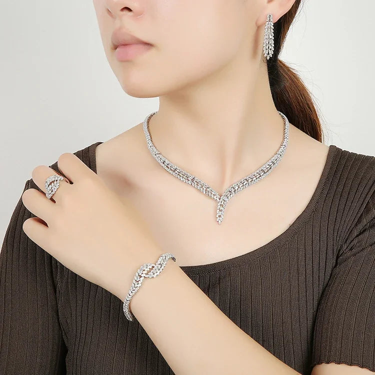 Envy NYC Envy NYC Breathtaking CZ Bridal Jewelry Set — detail shot 6