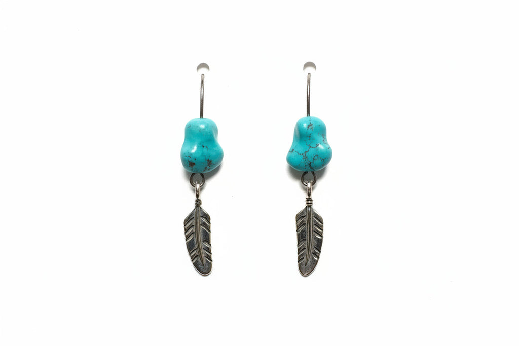 Just Neat Stuff Turquoise feather drops — side view