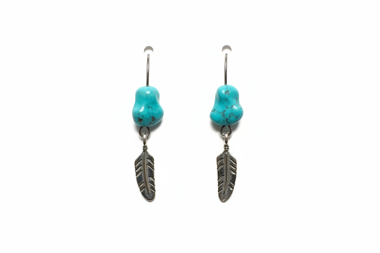 Just Neat Stuff Turquoise feather drops — side view