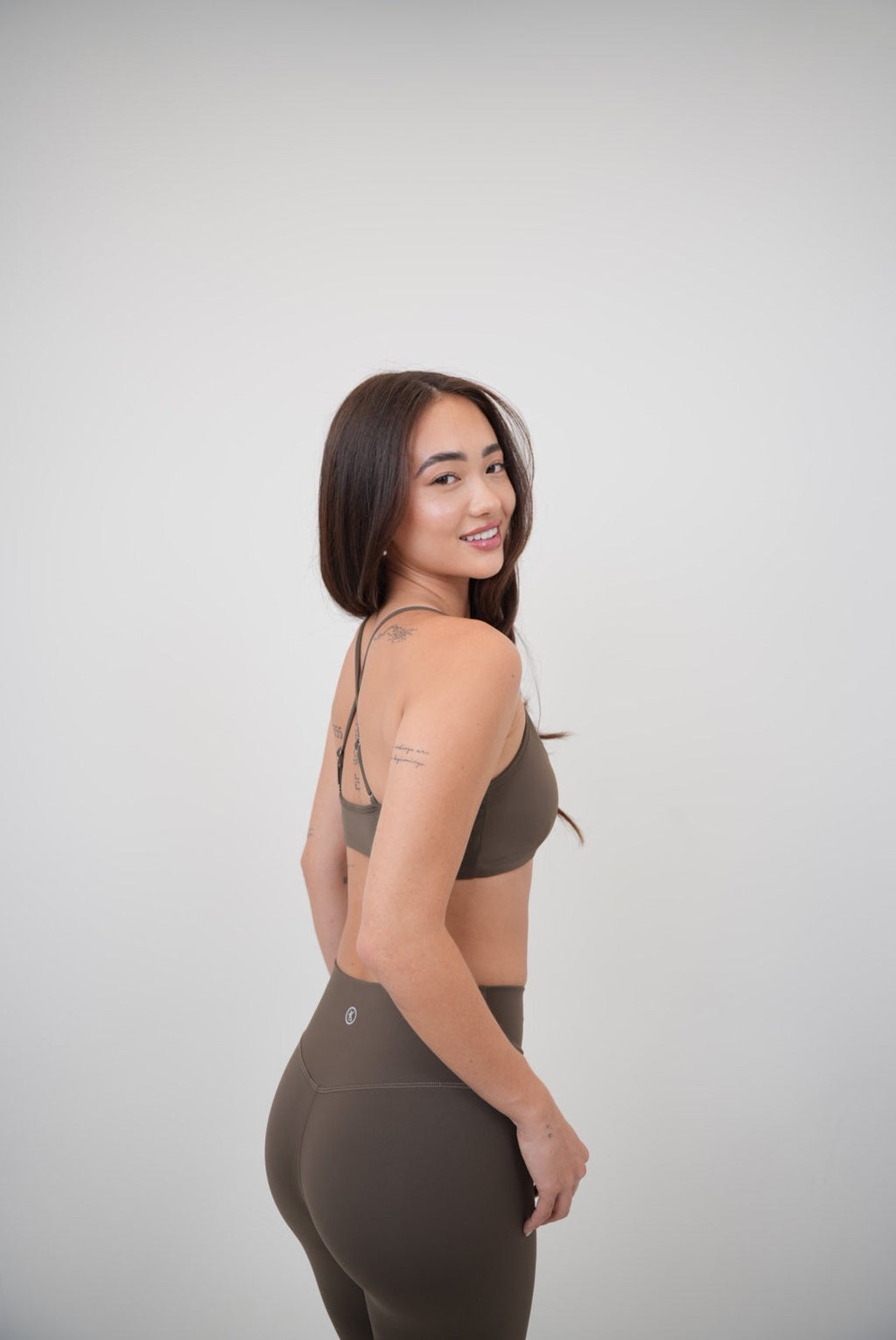 KIMITH BRAND My Time Is Divine Brown Cross-Back Butter Soft Bra — side view