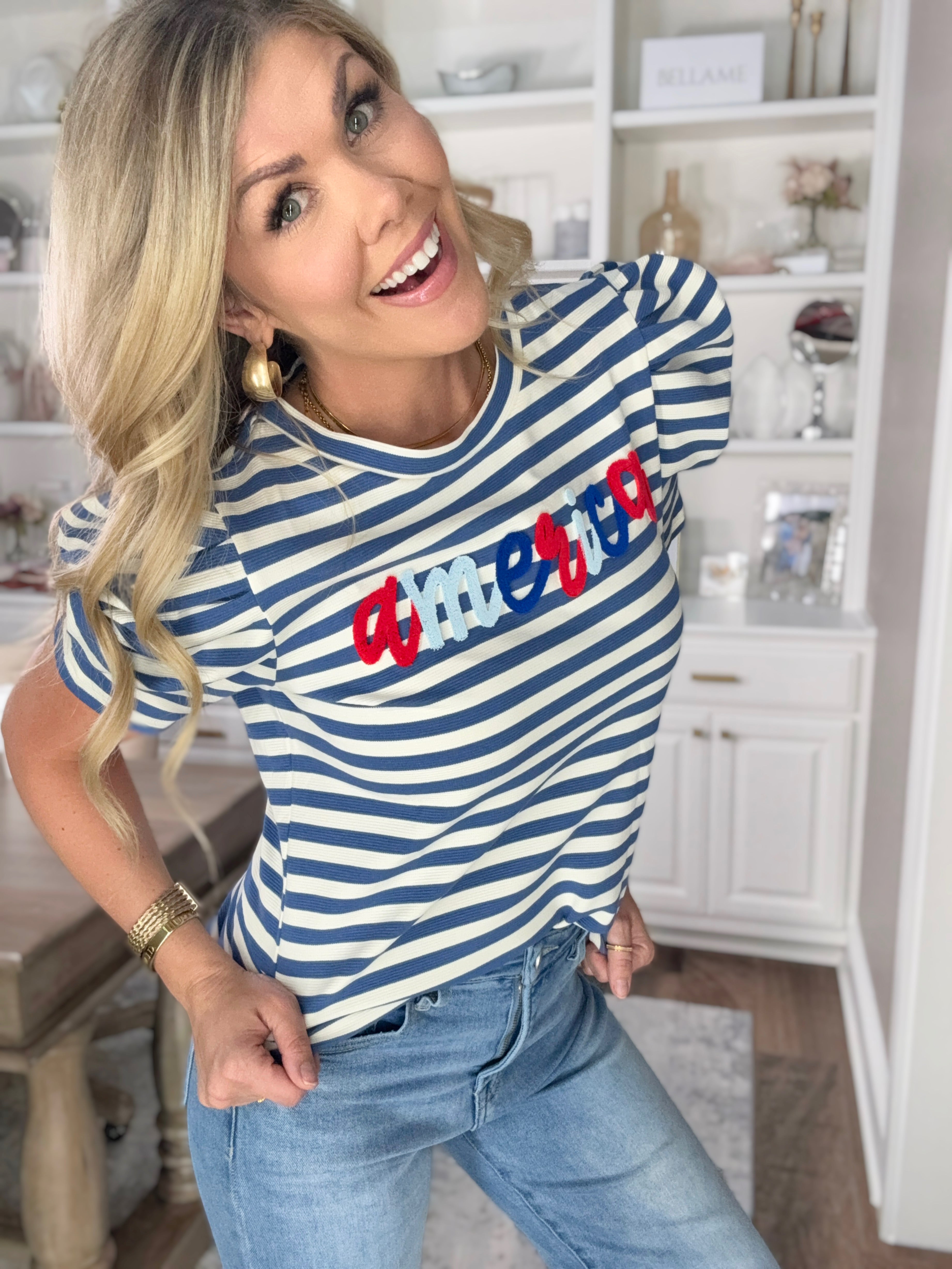 Pretty Little Patriot Pretty Little Patriot American Puff Sleeve Top — detail shot 8