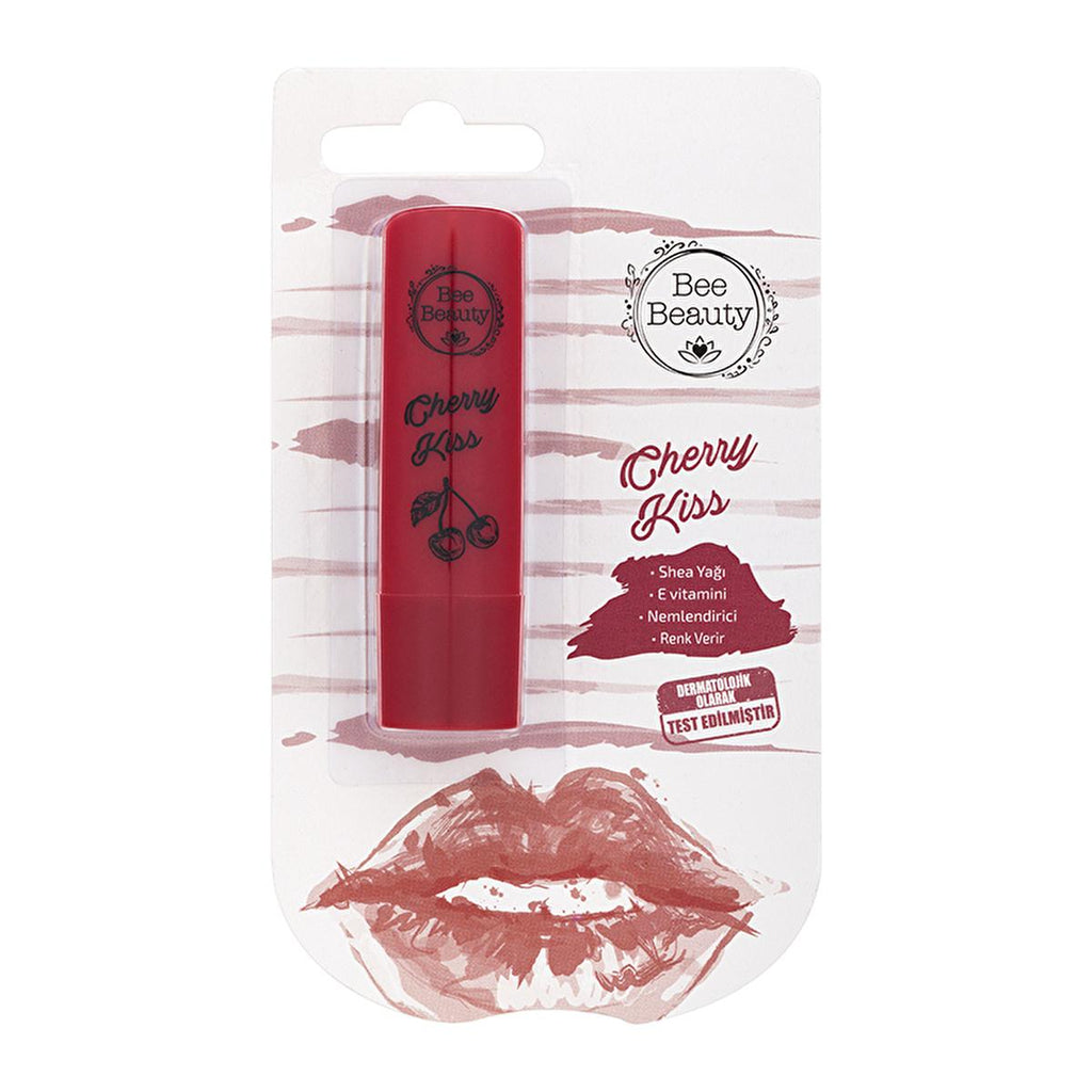 Bee Beauty Lip Balm Cherry Kiss - Moisturizing Tinted Lip Care with Shea Butter & Vitamin E