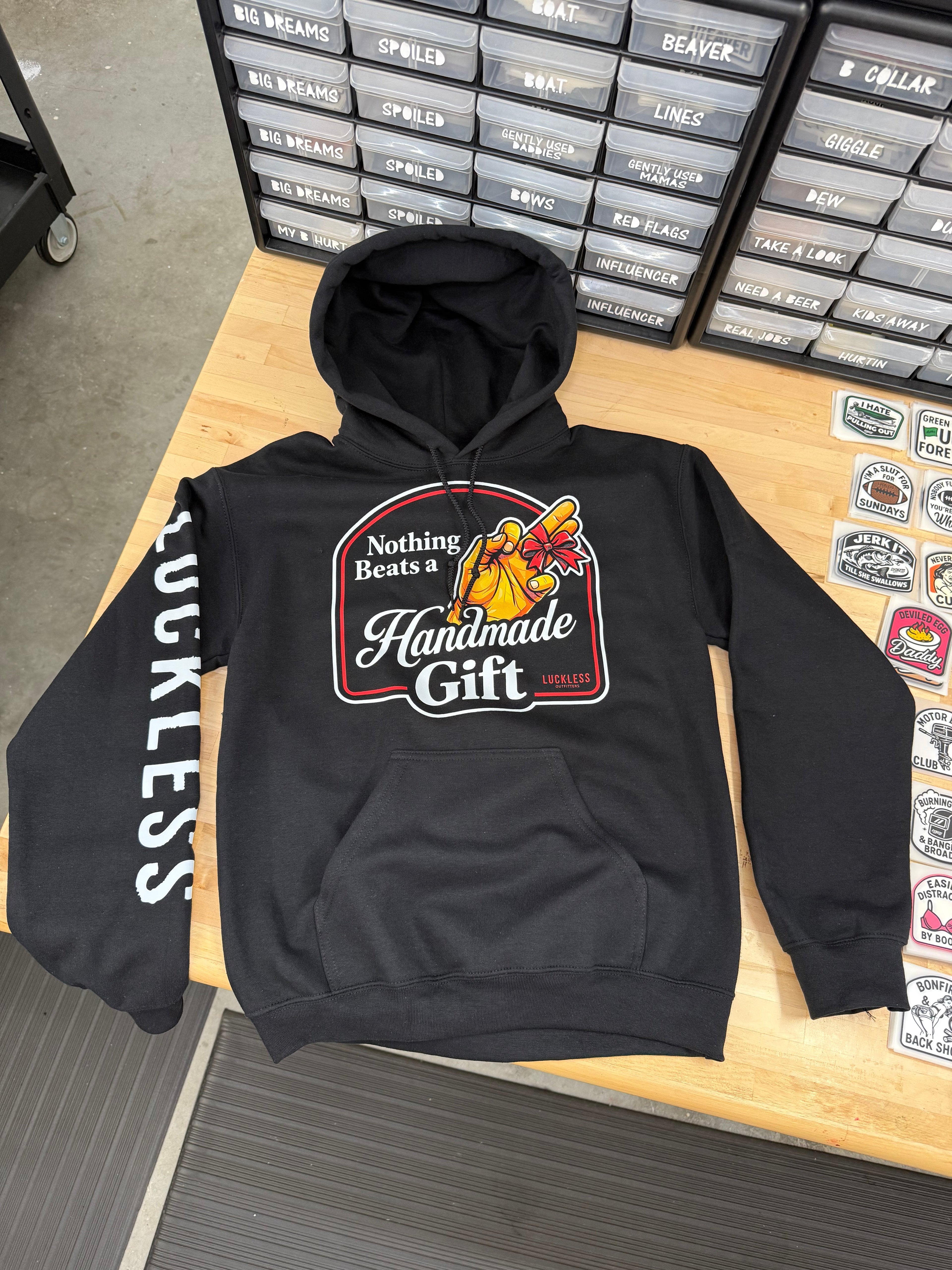 Luckless Outfitters Nothing Beats A Handmade Gift Hoodie — side view