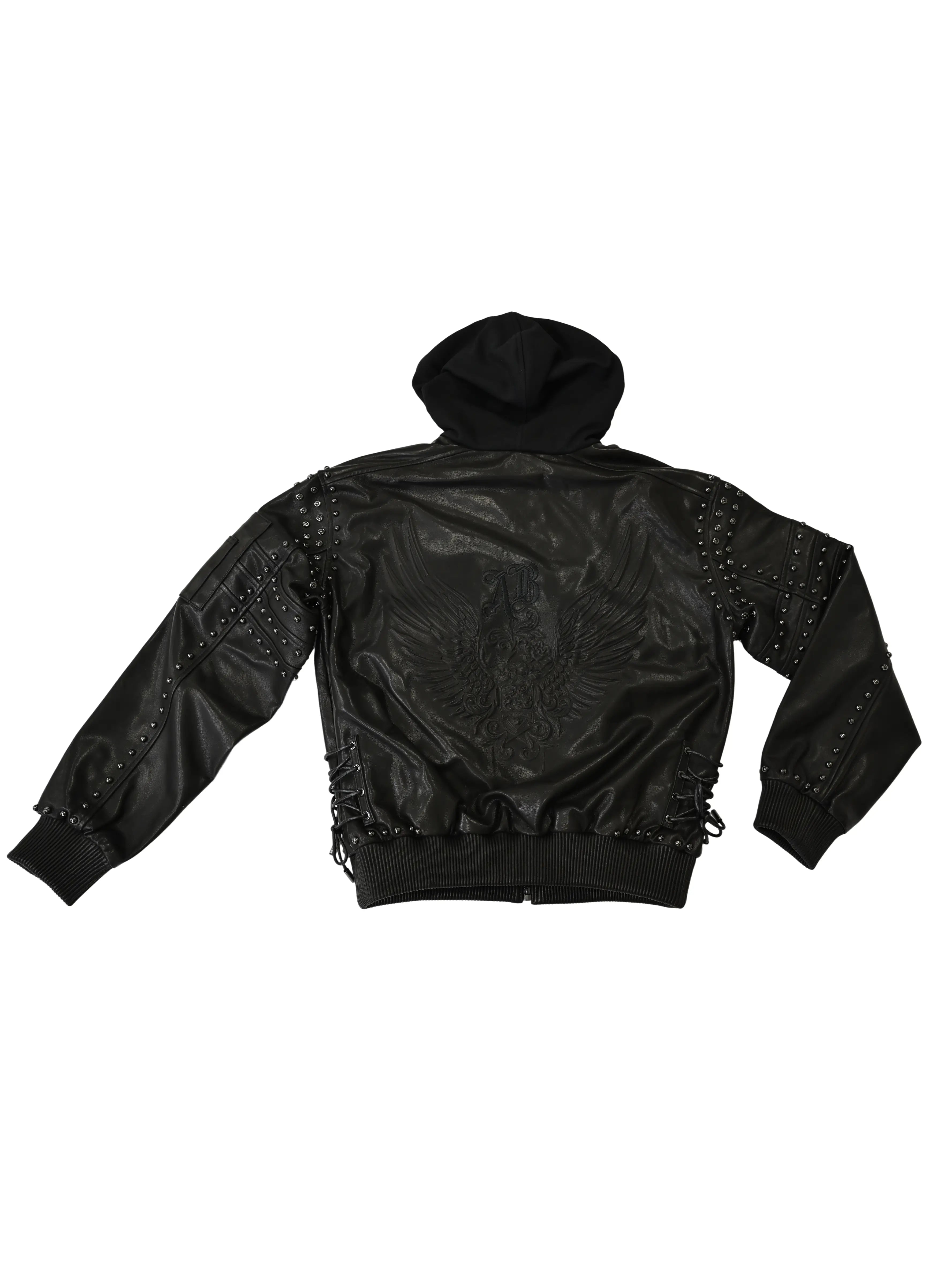 Apple Bottom Jeans Apple Bottom Jeans Leather Bomber Jacket — packaging or label