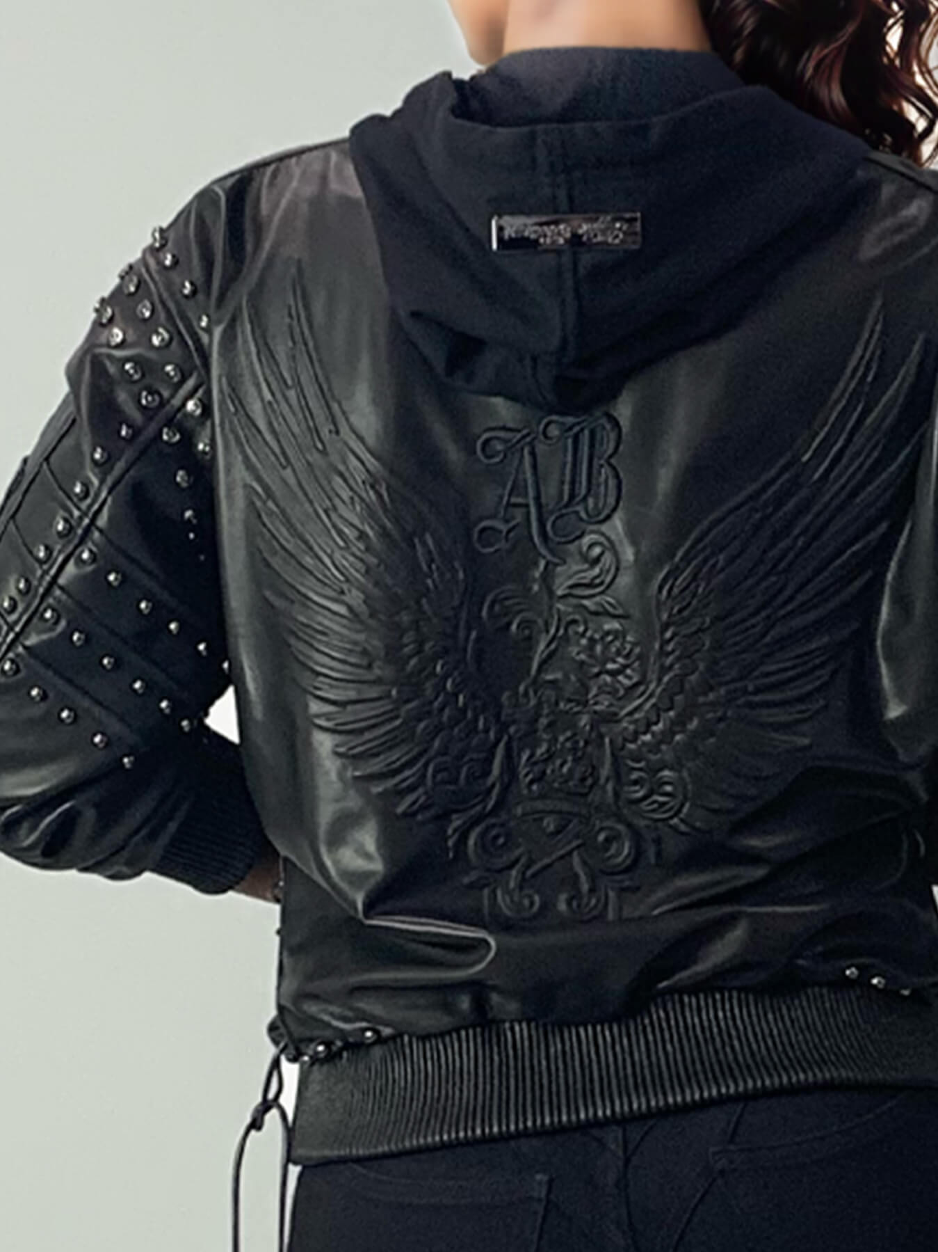 Apple Bottom Jeans Leather Bomber Jacket — detail view