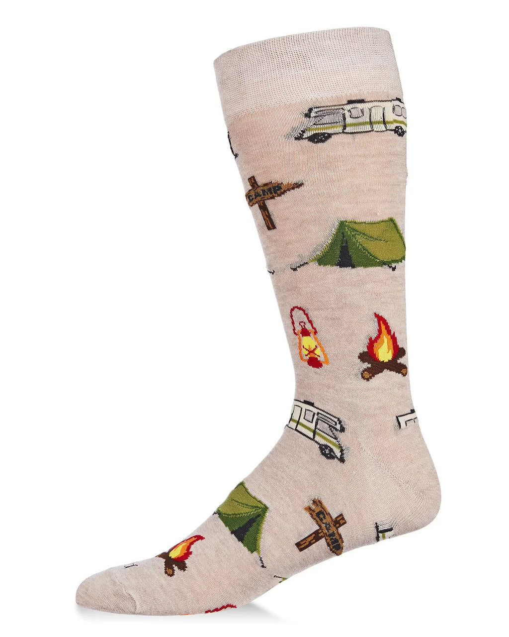 KADOU BOUTIQUE Mens - Happy Camper Bamboo Crew Socks — main product shot