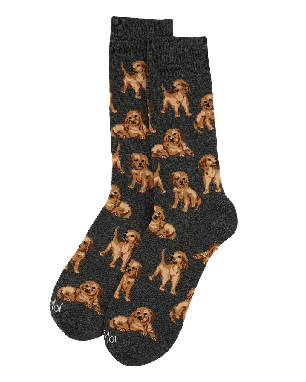 KADOU BOUTIQUE Mens - Happy Puppies Bamboo Crew Socks — side view