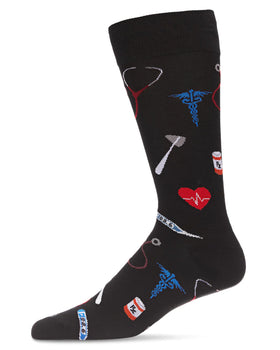 Mens - Medical Doctor Bamboo Crew Socks - Black