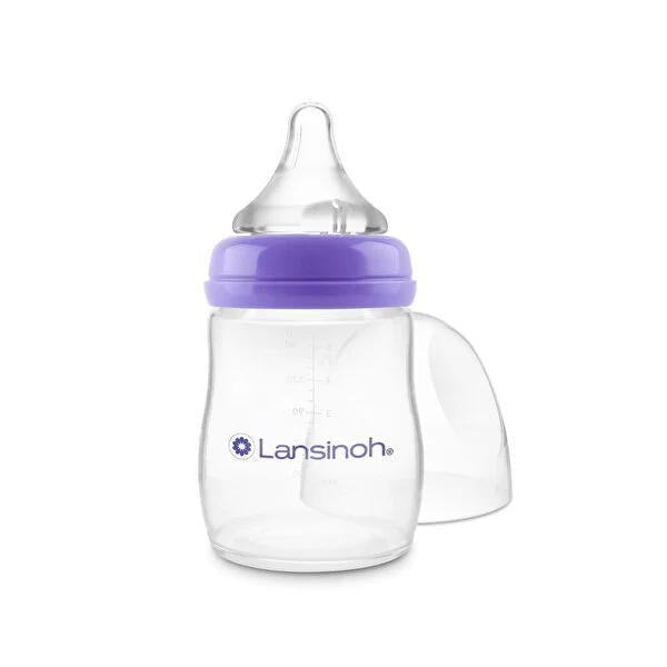 Lansinoh Baby Bottle & NaturalWave Nipple 160ml - BPA Free, Anticolic, Breastfeeding Support