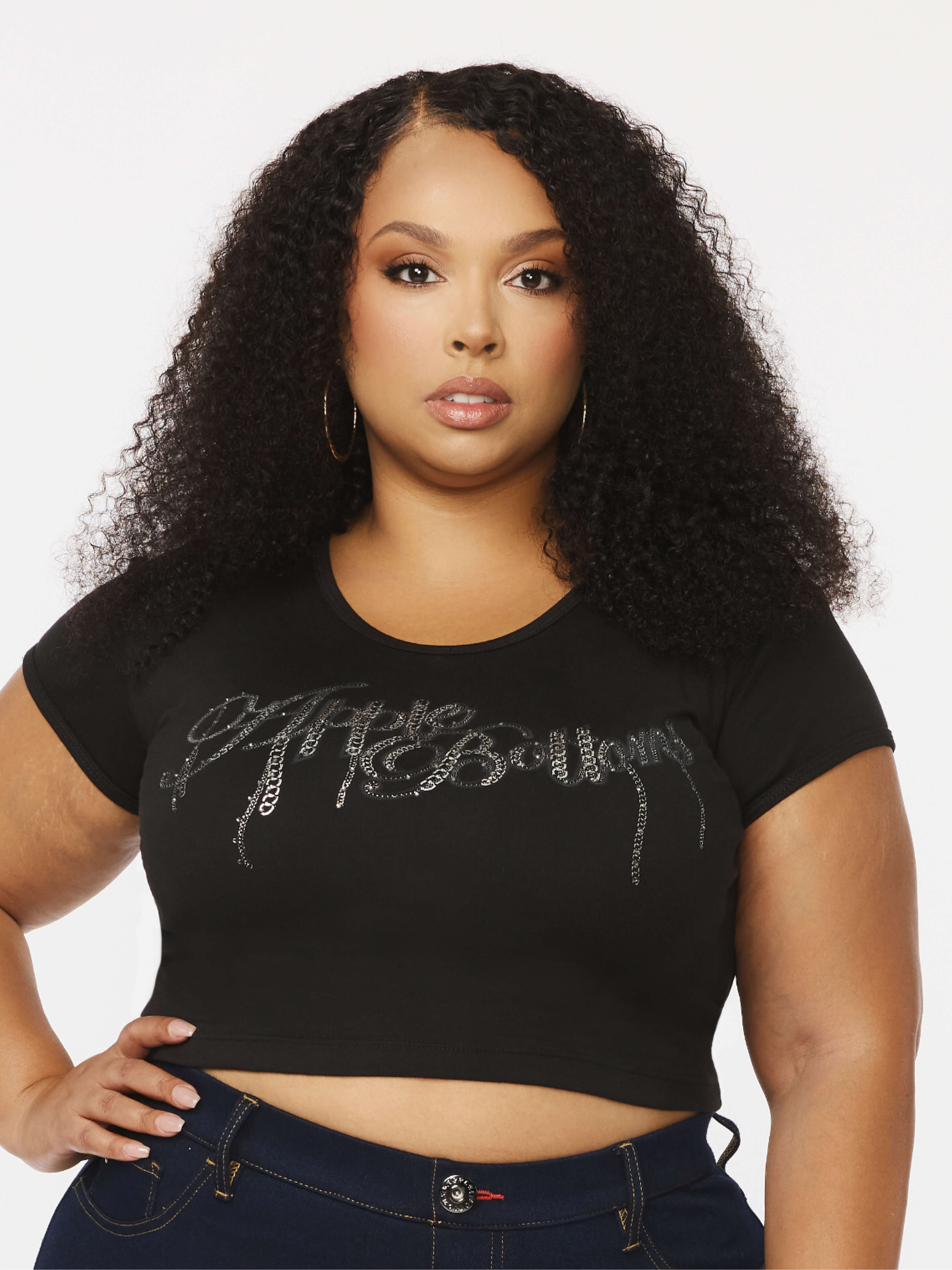 Apple Bottom Jeans Chain Reaction Baby Tee - Black — lifestyle