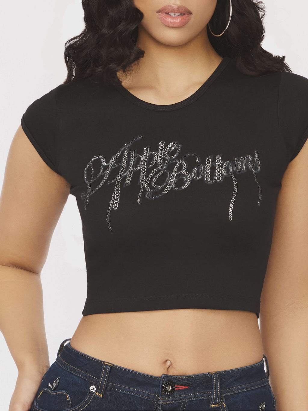 Apple Bottom Jeans Chain Reaction Baby Tee - Black — main shot