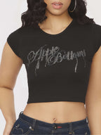 Apple Bottom Jeans Chain Reaction Baby Tee - Black — main shot