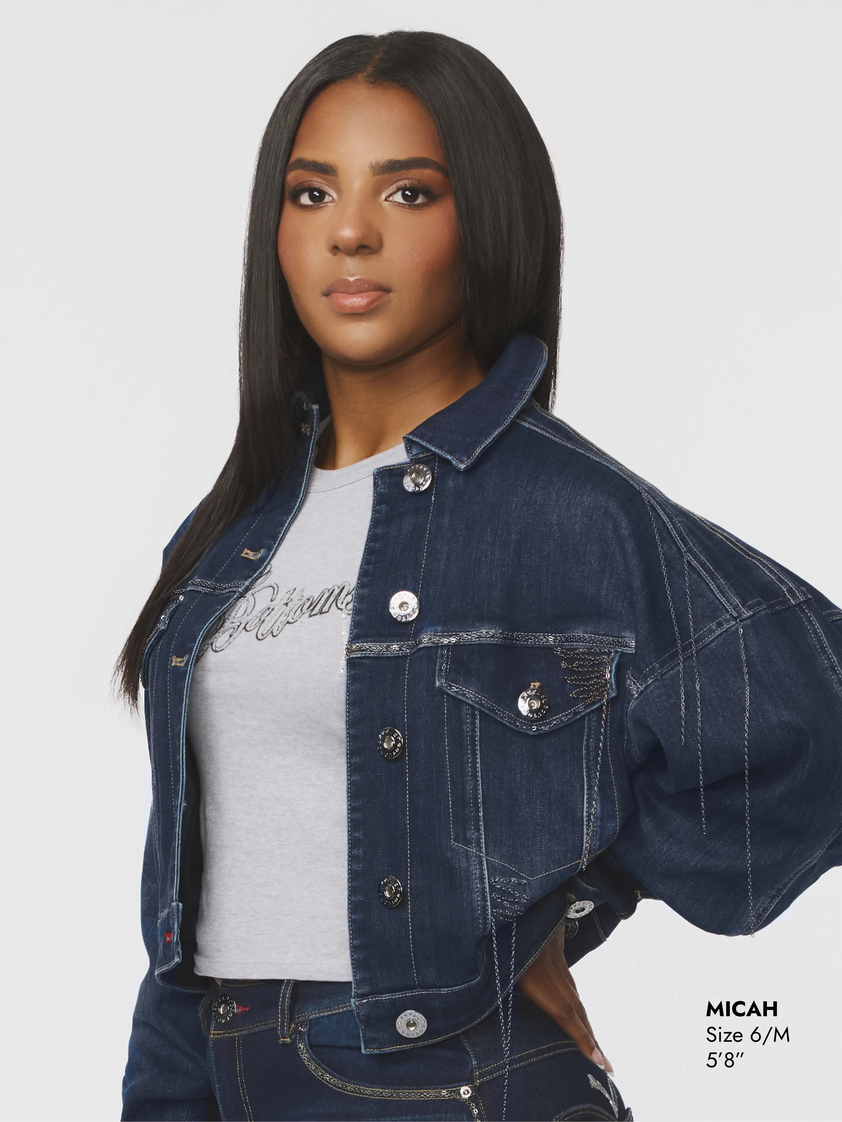 Apple Bottom Jeans Denim Chain Link Jacket — alternate view