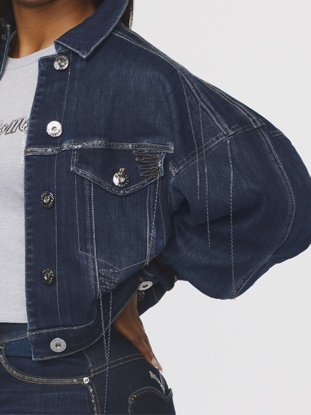 Apple Bottom Jeans Denim Chain Link Jacket — color variant